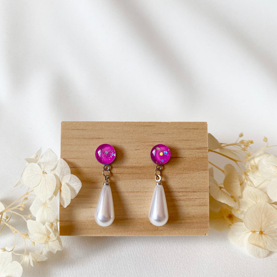 Handmade customisable resin pearl earrings